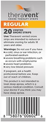 Theravent Snore Therapy Strips, Moderate Resisce, Bed Partner Approved, Tan, Regular Strength, 20 Count