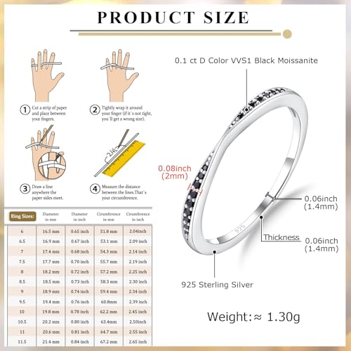 Channel Set Moissanite/Blue Sapphire/Emerald/Ruby Wedding Band 925 Sterling Silver 2mm Width Stackable Birthstone Rings for Lover Women Bow Ring, Size 6 to 10 (Send Gift Box)3