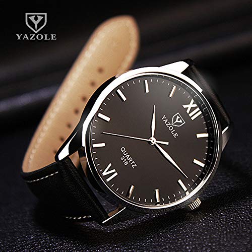 Preisvergleich Produktbild Digital Herrenuhr mit Lederband Multifunktionen Alarmuhr Lederarmbanduhr Wasserdicht EL Hintergrundbeleuchtung Uhrzeitangaben Geschenk für Männer Schwarz TUVW 35305