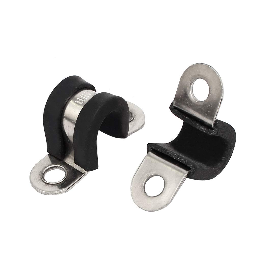 Aexit 8mm Dia Fastener Rubber Lined U Shaped 304 Stainless Steel Pipe Clip Hose Clamp 4pcs Model:32as462qo306