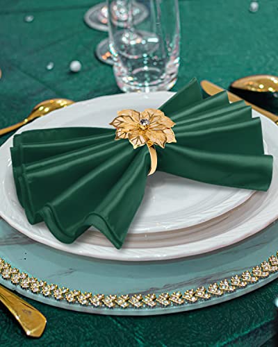 Crown Guide AP-HG4167GJ 12 Pack Gold Napkin Rings And Cloth Napkins Set Of 6, 17X17 Satin Cocktail Napkins Bulk Table Napkins Holder thumb #2