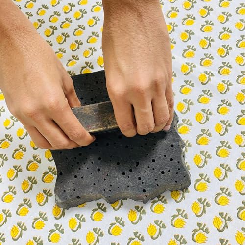 Ridhi Vintage Yellow Hand Block Print Cotton Rectangle Tablecloth 118" x 70" inches Reusable Table Cover Decorative Everyday Use for Dining Room, Farmhouse, Home Gift for Spring, Mother's Day by Ridhi - Used condition - Image 6