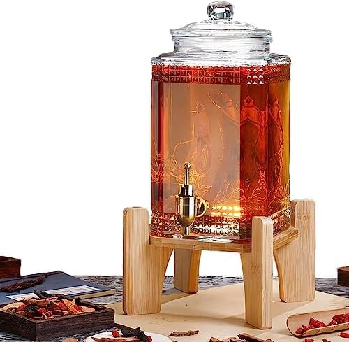 Glas-wasserspender Mit Zapfhahn Und Deckel – 3 L, 5 L, 7,5 L Getränkespender Für Kaltgetränke, Limonade, Bier, Saft – Ideal Für Büro, Camping, Partys, Zuhause D 5kg