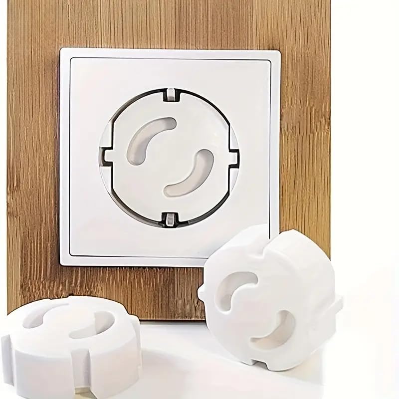 10pcs Safety Socket Cover ABS No Hole Non-Rotatable Design 10pcs White for European Schuko Plugs, Easy Disassemble for Home Travel, White