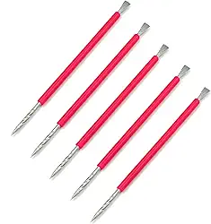 Kit 5 Espatula de unha inox Isis Cutelaria Palito Rosa
