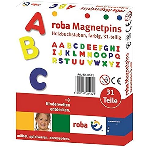 roba Magnetbuchstaben 31 teilig - ABC Buchstaben Set für Kinder - Magnetische Pins aus Holz Cover