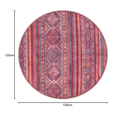 Tapis lavable rouge 120x120 cm à poils courts antidérapant
