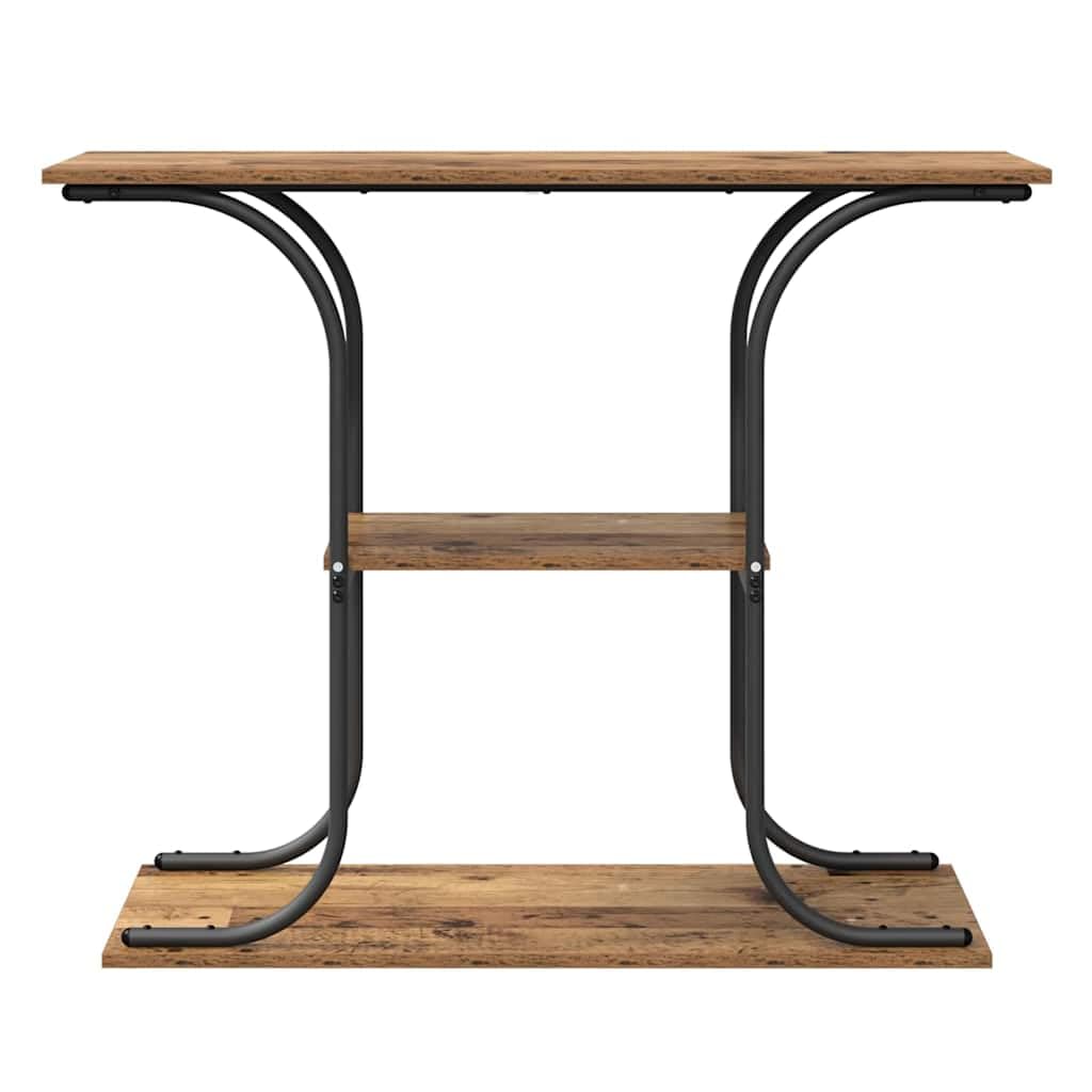 Tavolo consolle in legno anticato, 101 x 35 x 80,5 cm, con ripiano, tavolino per soggiorno, tavolino laterale per spazi stretti, tavolino da divano durevole con spazio