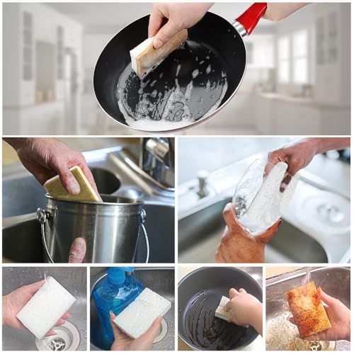 Image of Natural Kitchen Sponge Compostable Kitchen Sponges Cellulose and Coconut Scrubber Abrasive Scrubbing Pads SmilePowo Environmentally Friendly Sponge for Dishes (12 Pack)