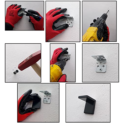 Yapikan 4Pcs Black Heavy Duty Furniture Kitchen Bathroom Bookshelf Cabinet Hanger Bracket 34X40X40Mm, Decorative Plastic Cover Shelf Corner Brace, Wall Mounting L Metal Support, Hardware Included #TOP3