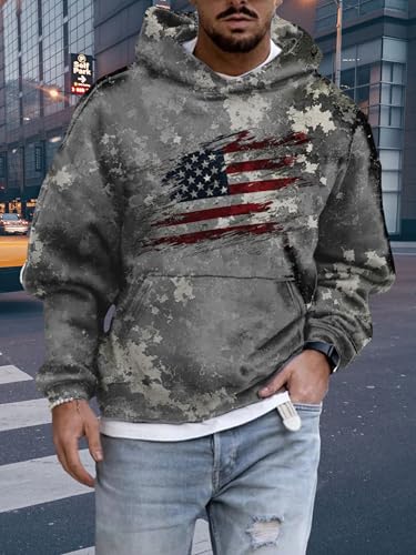 ZOCAVIA Mens American Flag Camo Hoodies Western Cowboy Graphic Hooded Sweatshirts Fall Fashion Retro Pullover Top with Pocket2