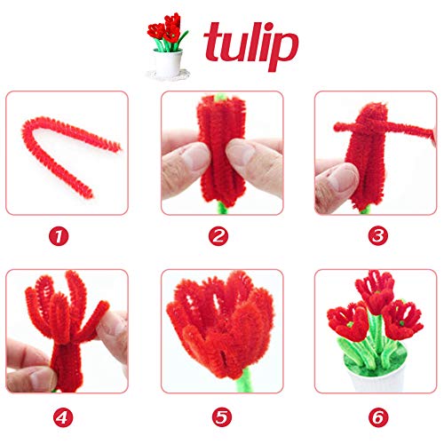 Image of 100 Pieces Pipe Cleaners Chenille Stem, Solid Color Pipe Cleaners Set for Pipe Cleaners DIY Arts Crafts Decorations, Chenille Stems Pipe Cleaners (Red)