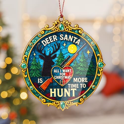 Image of Deer Santa Hunting Ornament - Hunting Ornament - Hunting Gifts - Cabin Decor - Christmas Ornament - Christmas Ornament 2025 - White Elephant Gifts - Xmas Tree Funny Decoration