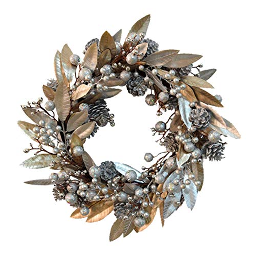Couronne de Noël artificielle aux feuilles dorées FLXHSA