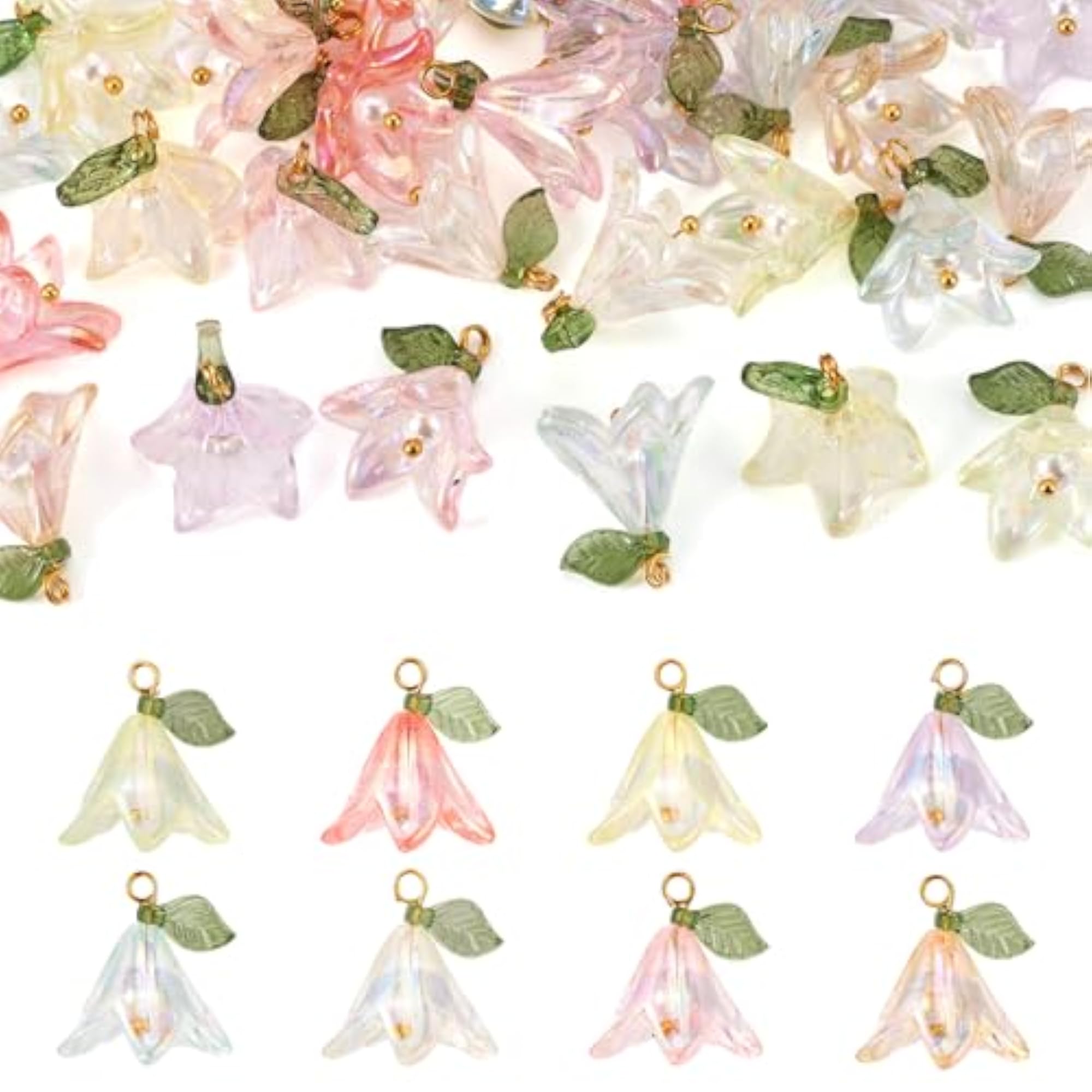 Acrylic Lily Flower Charms for DIY Crafting, 32 Pcs