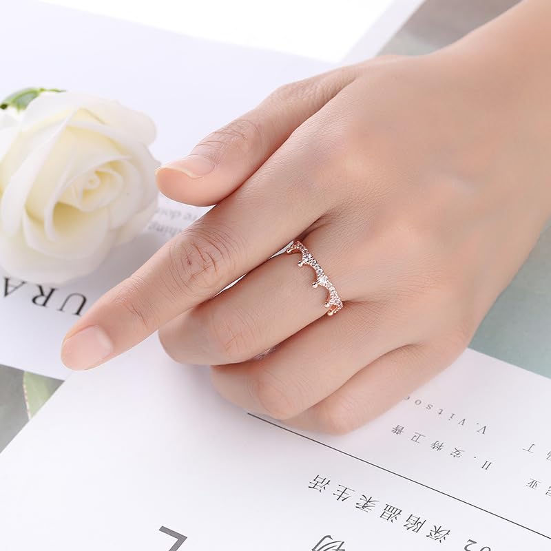 LIOYSIUT Crown Ring Colored Rose Gold White Zirconia Cubic
