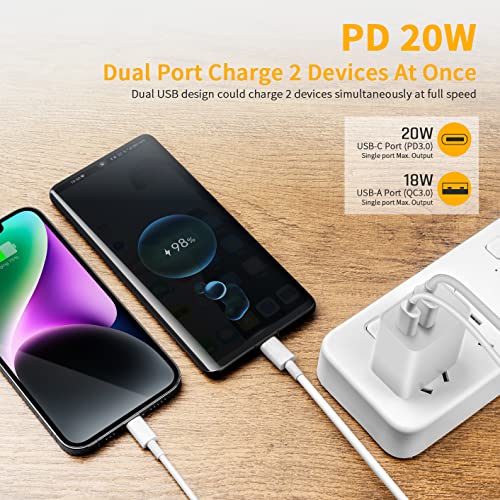 Usb C Charger Block, Apple Watch Se Charger, 2023 Upgrade Dual Port Fast Charging Block Cube Box Brick Plug Adapter Compatible With New Apple Watch Se Series 8 7 6 5, Iphone 14 Pro Max, White #TOP3
