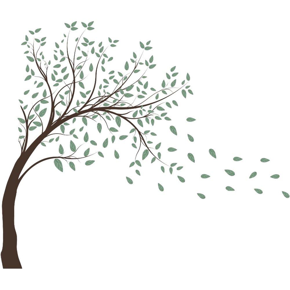 Autocollants muraux arbre vert 4 pièces pour décoration salon et chambre