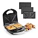 Klarstein Trilit 3-en-1 Sandwich-Maker Panini-Maker gaufrier - 750W, 3 plaques de gril interchangeables en aluminium, revêtement antiadhésif, antidérapant, boîtier plastique, noir