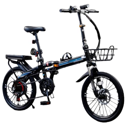 YXYSSMDGHY Bicicleta De Montaña Plegable De Acero Al Carbono De 7 Velocidades, Horquilla De Suspensión con Bloqueo Y Freno De Disco Doble, para Adultos. Blue-20