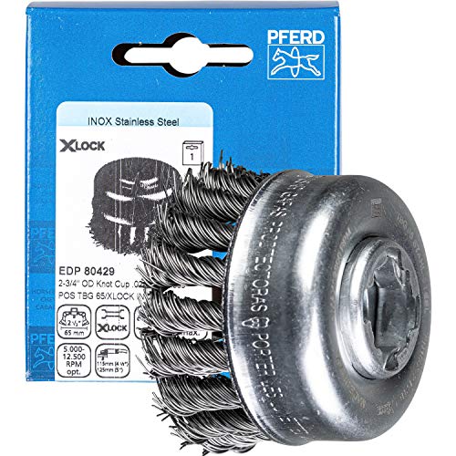 Image of PFERD 43305026 Cup Brush, Diameter 65 mm, Braided 0.50 mm Steel Wire, X-Lock Attachment, for Quick and Comfortable Tool Change