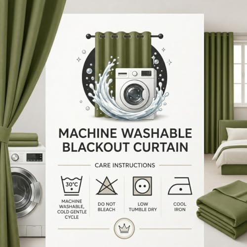 Image of 100% Blackout Window Curtains, 7 Feet, Solid Design, Faux Silk, Thermal Insulated, Noise Reducing Eyelet Door Curtain with Tie Back for Living Room & Bedroom, 115x210cm, Pack of 1 - Green