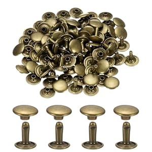 Sourcing Map 120 Stück Doppelkappen-Nieten Leder