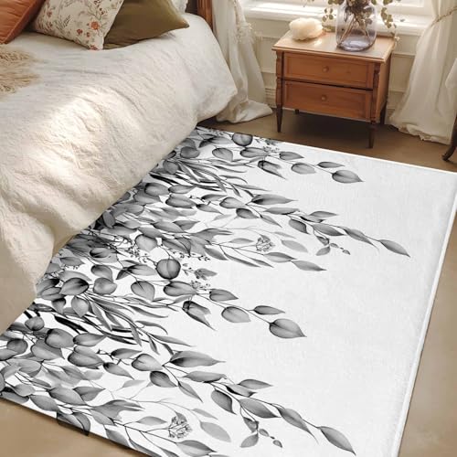 2.7x5 Area Rugs, Eucalyptus Leaves Living Room Rug Non Slip