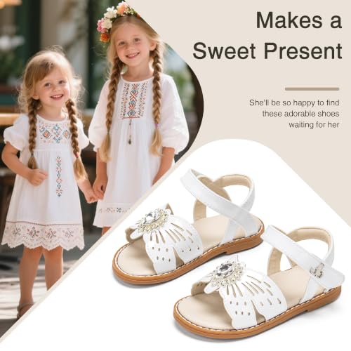 Image of THEE BRON Toddler Girls Sandals Wedding Flower Girl Dress Shoes Open Toe Flats