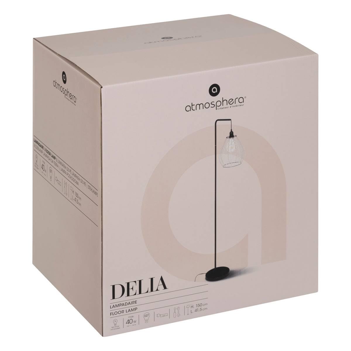 Atmosphera - Lampadaire arc Delia en métal H149,5cm
