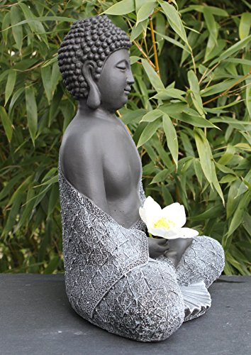 Steinfigur Buddha sitzend Steinguss Schwarz/Schiefergrau - 4260185275082 Steinfigur Buddha sitzend Steinguss Schwarz/Schiefergrau