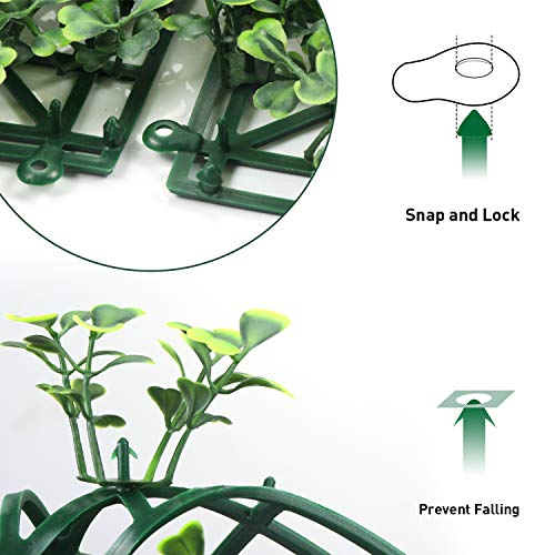 WINWEND Artificial Boxwood Panels Topiary Hedge Plant, 6PCS 20 x 20 Inch Privacy Hedge Screen, Grass Wall Decor for Garden, Home, Fence, Backyard - Thumbnail 5