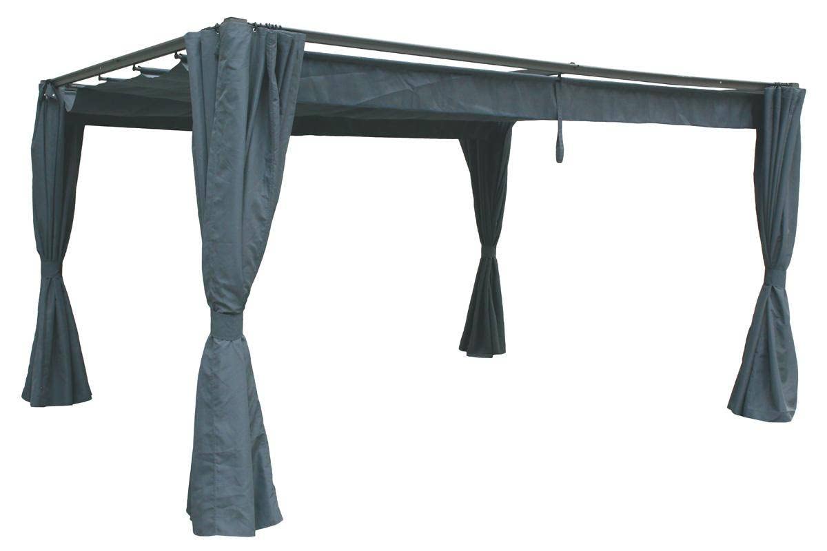 Hespéride - Lot de 4 Rideaux pour Tonnelle Palmeira - Ardoise, 365 x 220 cm - Polyester Anti-Décoloration - Accessoire Pavillon de Jardin, Tente