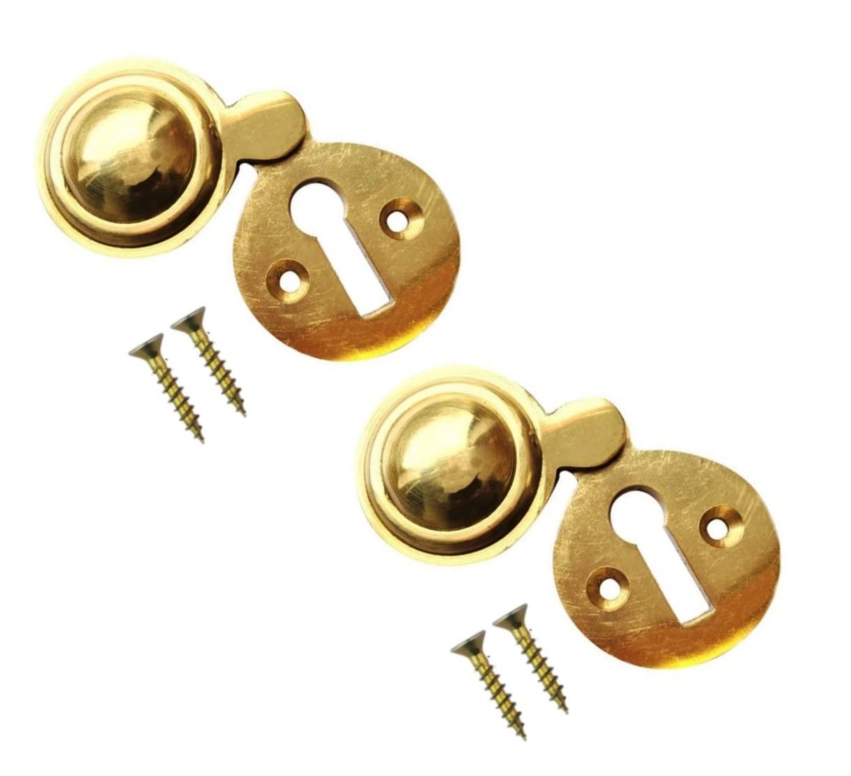 TERF® Polished Brass Victorian Escutcheon Covered 35mm Keyhole Cover Escutcheon including Fixing Screw - Pack of 2