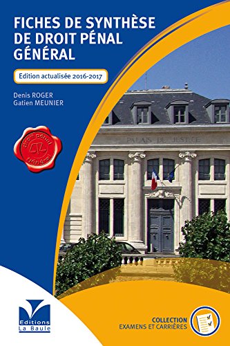 Télécharger Fiches de synthèse de droit pénal général livre En ligne