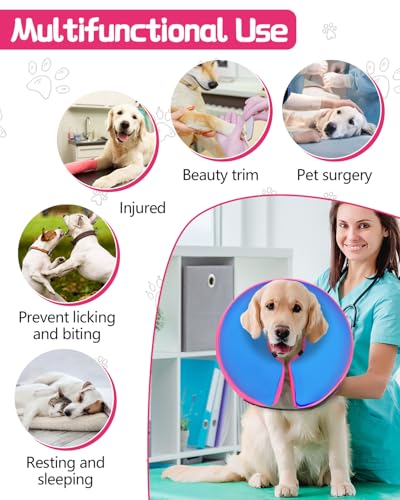 Image of MIDOG Inflatable Dog Cone, Donut Recovery Collar After Surgery, Large+