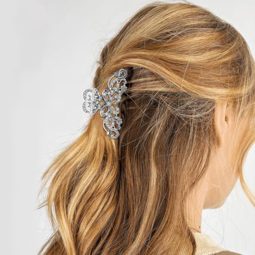 2 pinzas para cabello con flores y brillo vintage miniatura 5