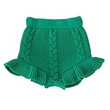 Ashmyova Baby Girls Knit Ruffles Shorts Toddler Bloomers Sweater Shorts Green Size 3-4 Years