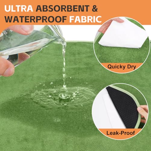 Image of Washable Pee Pads for Dogs, Extra Large Reusable Dog Pee Pad, Waterproof Pet Mat, Dog Playpen Mats for Puppy Training Whelping Playpen Pads, Green, 72x36 inch