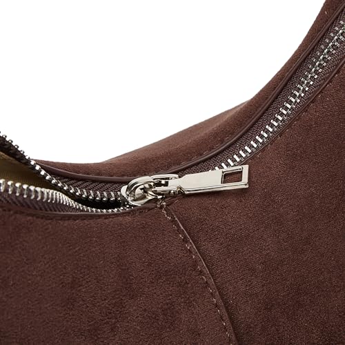 Suede Crescent Tote Bags for Women Vintage Shoulder Bag Brown Suede Handbag Casual Crossbody Bag Travel Work Purse4