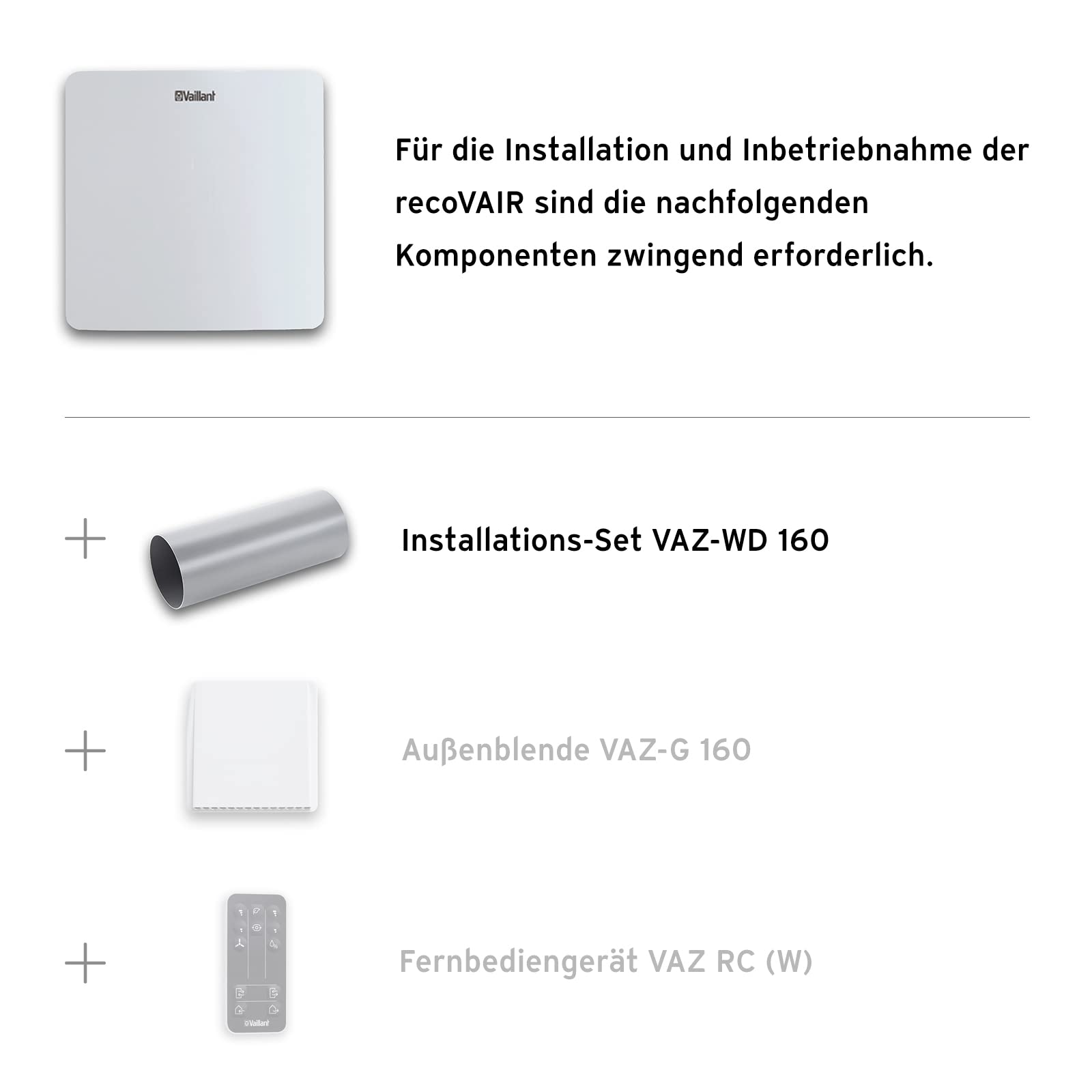 Vaillant 0020236365 - Kit de instalación VAZ-WD 160 (conexión de 160 mm de diámetro), color blanco