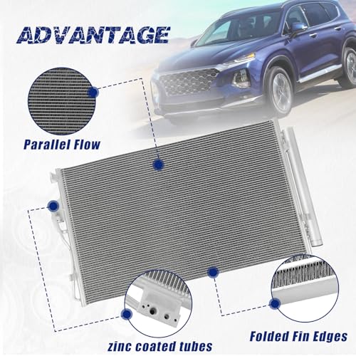 Image of Air Conditioning A /C Condenser Compatible with Hyundai Santa Fe /Kia Sorento # 3882, 940449, 976061U100, 976061U100AS