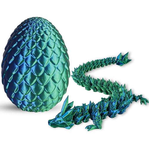 Suwaoo 3D Printed Dragon Egg - Crystal Dragon Fidget Articulated Egg Decor 3D Printed Gift for Birthday/Office Desktop Green