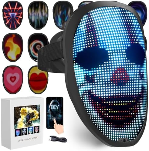 Amazon.com: MEGOO Led Mask with Bluetooth Programmable,Ultra-light-thin ...