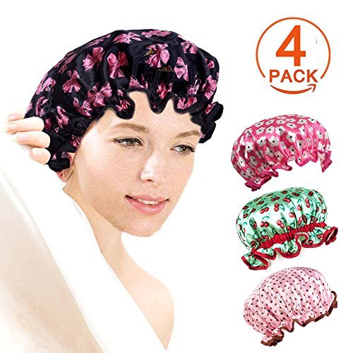 Fashionable Large Bathing Shower Cap For Long Hair Woman Double Layer Waterproof