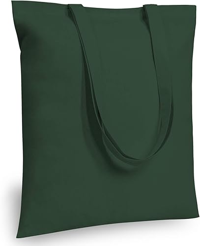 TOPDesign Paquete de 12 bolsas de algodón verde y negro de 16 x 15 pulgadas, ligeras, medianas, reutilizables, adecuadas para bricolaje, publicidad,