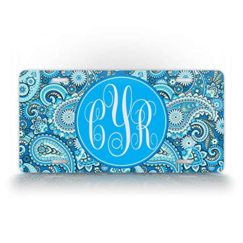 Signsandtagsonline Custom Monogrammed Paisley License Plate Personalized Auto Tag Plate Sign Pink Red Blue Or Purple #TOP1