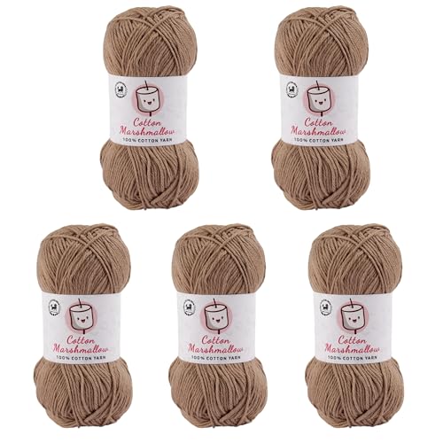 Image of NESTNHAVEN Cotton Marshmallow 100% Cotton Yarn - (50 g, 130 m) - Luxury Yarn for Crochet, Amigurumi, Embroidery, Toys, Garments, Flowers and Hobby Projects (Light Brown) |
