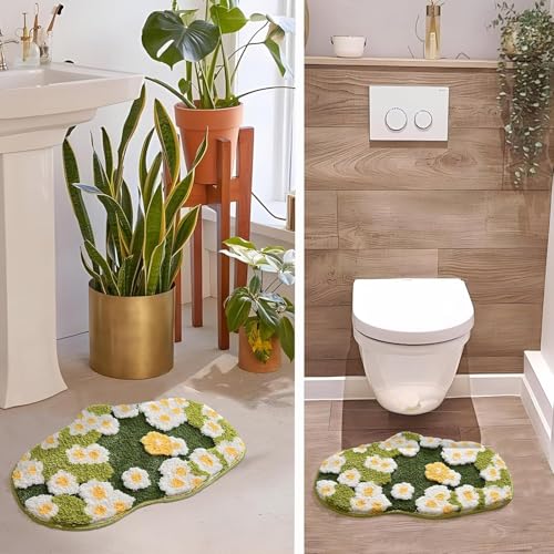 Image of Roseate Magnolia Super Soft Anti Skid (50x80 cm) Super Absorbent Mats Microfibre 2000 GSM Mat for Bathroom /Bedroom /Kitchen /Door Mat /Floor Mat (Pack of 2)