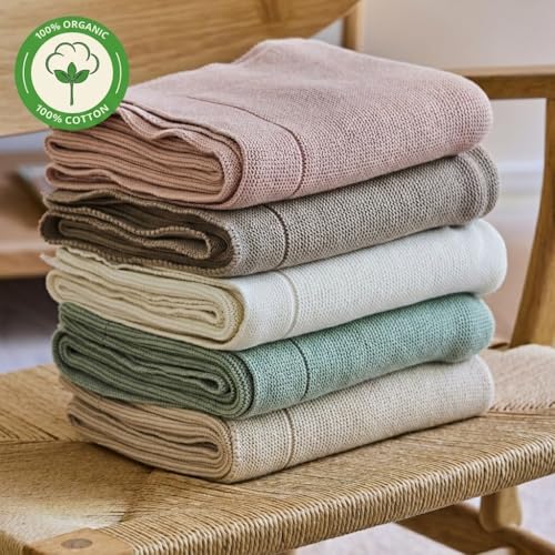 Image of 100% Organic Cotton Knit Receiving Baby Blanket for Newborns - Soft, Breathable Blanket for Crib & Stroller - Nursery Gift (Ultra Soft Mochachino)